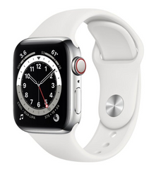 Смарт-годинник Apple Watch Series 6 GPS + Cellular 40mm Silver Stainless Steel Case w. White Sport B. (M02U3)