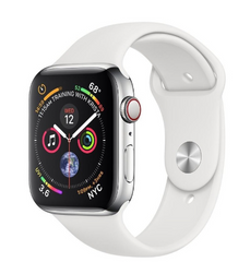 Смарт-годинник Apple Watch Series 4 GPS + LTE 44mm Steel w. White Sport b. Steel (MTV22, MTX02)