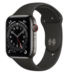 Смарт-годинник Apple Watch Series 6 GPS + Cellular 44mm Graphite Stainless Steel Case w. Black Sport B. (M07Q3)