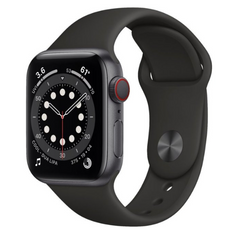 Смарт-годинник Apple Watch Series 6 GPS + Cellular 40mm Space Gray Aluminum Case w. Black Sport B. (M02Q3)